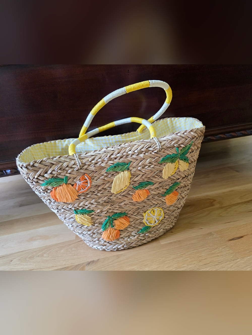 Shiraleah Citrina Straw Tote with Summer Fruit-NWT